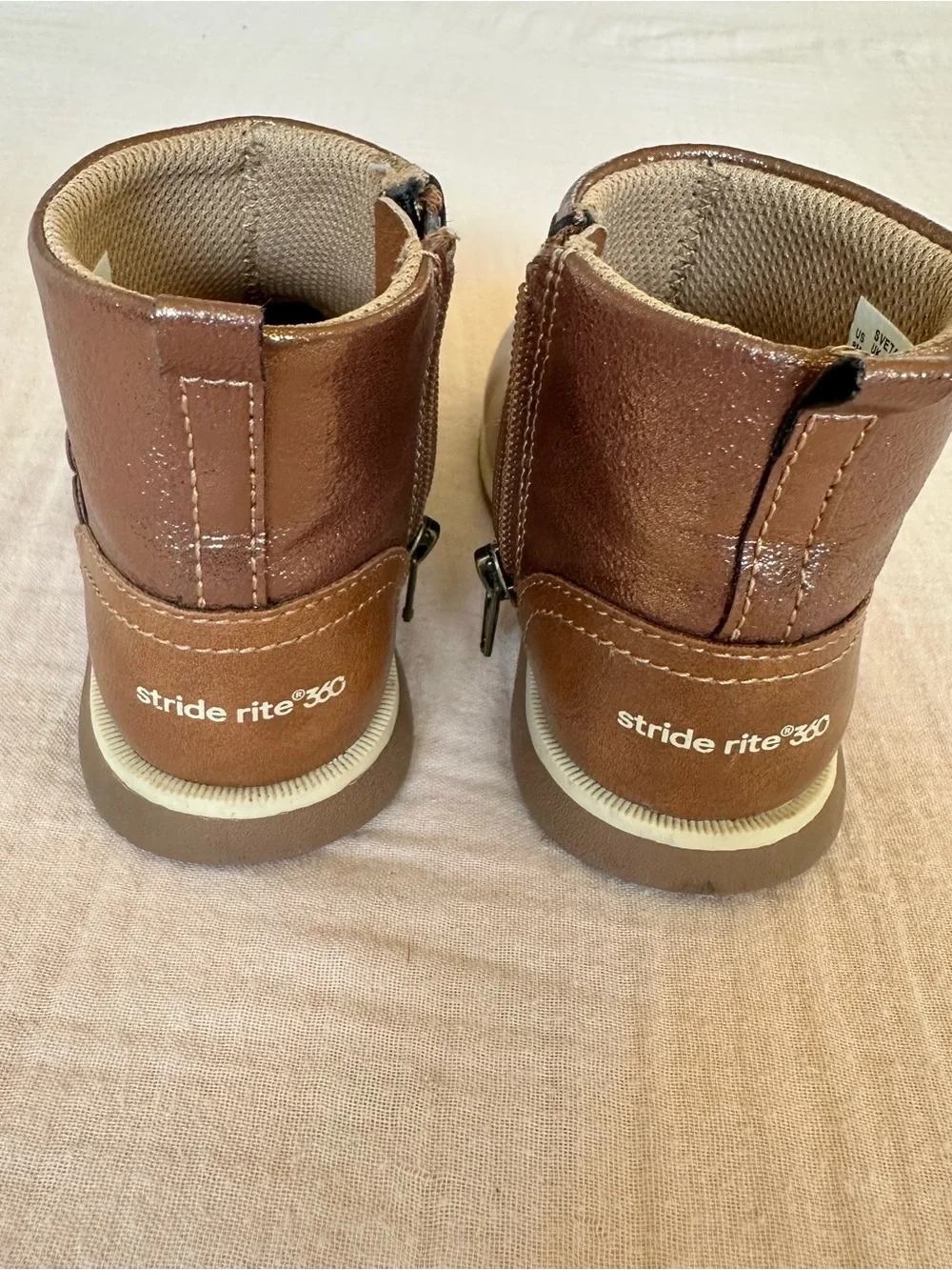 Stride Rite Toddler Tan Brown Scallop Ankle Boots